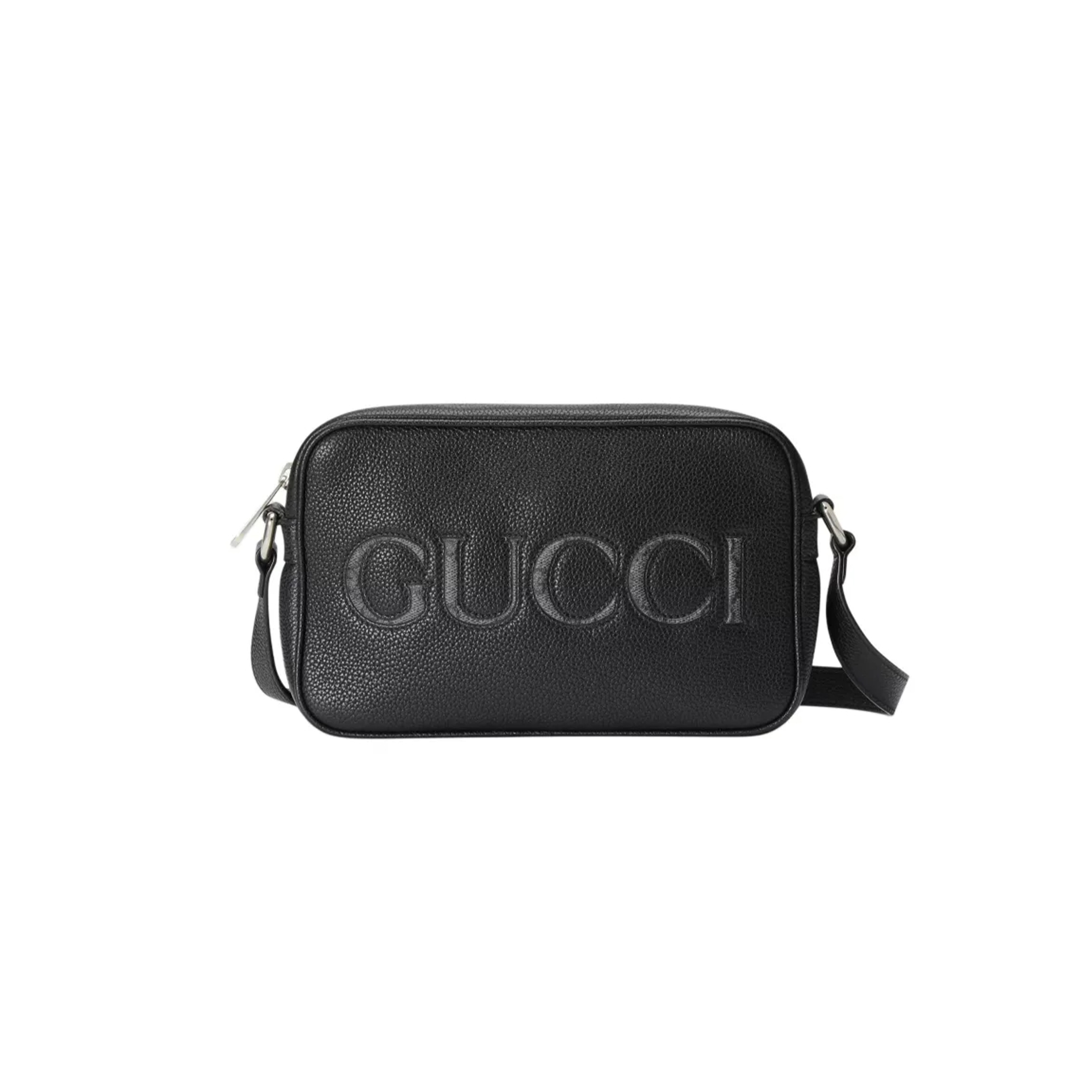GUCCI LOGO EMBROIDERED LEATHER MINI SHOULDER BAG 768391 (23.5*14*6cm)